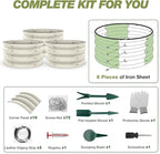 SHALL 8PC Galvanized Raised Garden Bed Kit, 3Pc 2x2x1ft Round Planter Boxes Outdoor W/Mini Seed Spreader, Disk Seeder, 2X Seeding Transplanters, Protective Gloves for Flowers Fruits Vegetables Herbs