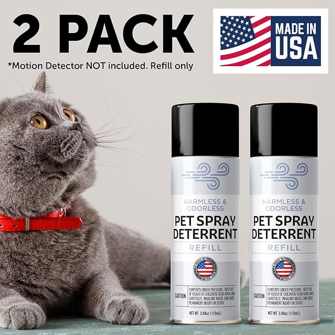 Berkland Cat Deterrent Spray Refill 2-Pack, Compatible with PetSafe SSSCAT Dispenser — Non-VOC Family-Safe, ~75-100 Sprays Per Can, Aftermarket Replacement for Counters & Furniture, Made in USA