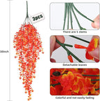 RECUTMS Artificial Hanging Plants Fall Faux Eucalyptus Leaf Fake Hanging Plants Fall Hanging Vines Artificial Flowers Faux Autumn Plants for Thanksgiving Indoor Outdoor House Wedding Party(Gold)