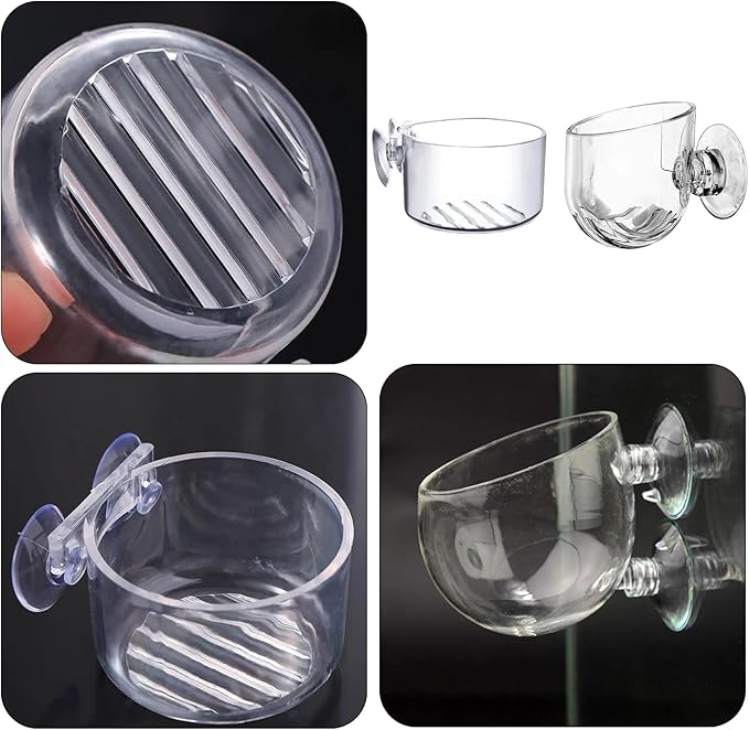 4 Pcs Aquarium Plant Pot Planter, Glass Fish Tank Plants Holder, Aquarium Decoration Plant Cup with Suction Cups for Fishes Tank Ornament Aquarium Décor Plastic Plants Fish and Aquatic Pets