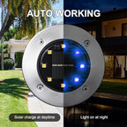 LYHOPE Solar Ground Lights Outdoor, 8 Pack 8 LED Solar Disk Lights Waterproof Garden In-ground Pathway Light Landscape Lighting for Lawn,Yard,Deck,Patio,Walkway (Blue)