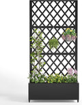 Metal Planter Box with Trellis,72"x35"x15",Galvanized Raised Garden Bed Trellis Outdoor Planter with Privacy Screen & Wheels and Drainage Holes,for Patio Climbing Vegetables,Flowers,Vines,Black