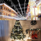 Weepong Christmas Lights Outdoor UL Certified Meteor Shower Lights 12 Inch 8 Tubes 192 LED Falling Rain Drop Icicle Snow Cascading Light for Xmas Tree Wedding Party Garden Decoration, White