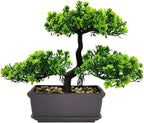Bonsai Tree, Artificial Plants, Artificial Bonsai Tree Juniper Faux Plants, Indoor Small Fake Plants Decor for Home Bedroom Office Desk Farmhouse Decor(Color:Dark Green)