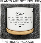 Succulent Planter Pot for Dad - Cute 3 Inch Plant Dad Gift from Daughter or Son with Bamboo Tray, Best Fathers Day Birthday Gardening Gifts for Dad, Grandpa, Husband