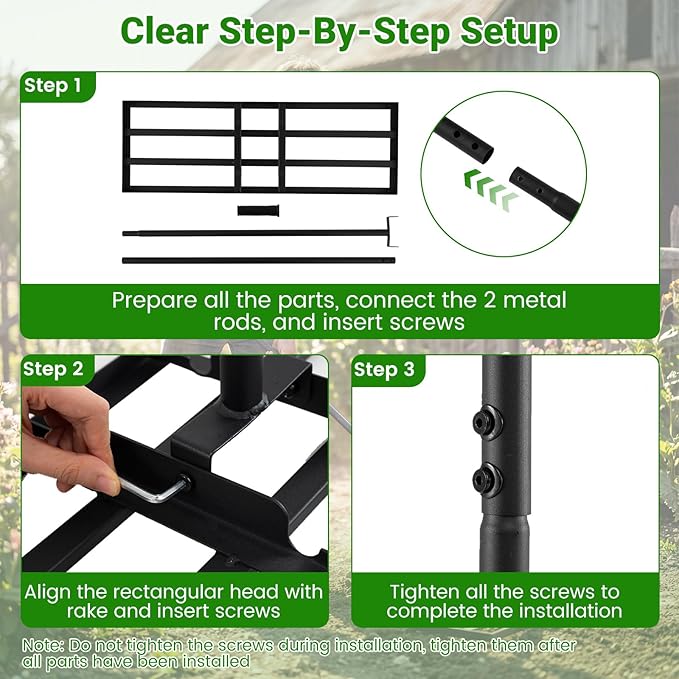 Goplus Lawn Leveling Rake, 30" x 10" Heavy Duty Level Lawn Tool w/ Ergonomic Handle for Soil, Effort-Saving Landscape Rake for Garden, Backyard, Golf Course, Farm, Pasture (Black)