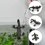 2-Pack Vintage Bronze Gecko Planter Pot Hugger Flower Figurine – Resin Climbing Lizard Statue for Garden, Fairy Garden Terrarium, Outdoor Fence & Yard Decor，Versatile Home & Office Decor