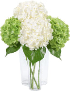 DuHouse 4Pcs Large Hydrangea Artificial Flowers,20 inch Latex Real Touch Hydrangeas for Home Wedding Bouquets Centerpieces Party Living Room Decoration(2Pcs Green+2Pcs White)