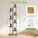 iDavosic.ly 7 Tier Tall Plant Stand Indoor with Light, Tiered Corner Metal Wood Multiple Flower Holder Shelf, 50 Inch Display Grow Rack for Living Room Bedroom, Modern Black & Rustic Brown
