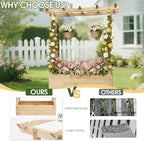 Outvita Raised Garden Bed with Trellis, Wood Planter Box with Hanging Roof, Side Trellis and Drainage Holes, Above Ground Elevated Garden Bed for Outdoor Climbing Plants Vegetables (Natural Wood)