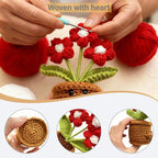 COLTUPWZ Handmade Crochet Red Flowers Birthday Gift for Mom | Mother's Day Gift, Remember I Love You MOM Emotional Support Gift for Mom from Daughters | Home Decor for Living Room, Office