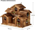 Bird House for Outside 5 Hole Bird Houses Room for 5 Bird Families Large Bird House for Garden/Courtyard/Backyard for Garden Decor-Finch Bluebird Cardinals Handmade Wooden Hummingbird House