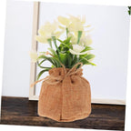Cabilock Artificial Phalaenopsis Orchid Vase Faux Orchid Flowers Bonsai Creative Bag Potted Fake Flower Decor for Living Room Kitchen Bedroom Wedding Office Table Centerpiece