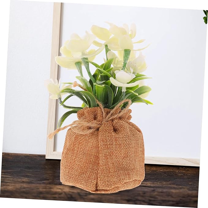 Cabilock Artificial Phalaenopsis Orchid Vase Faux Orchid Flowers Bonsai Creative Bag Potted Fake Flower Decor for Living Room Kitchen Bedroom Wedding Office Table Centerpiece