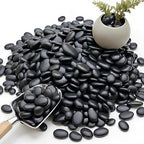 Polished Black Pebbles, 3/8 Inch Highly Glossy Decorative Gravel for Plants - Natural River Rocks for Succulent, Cactus, Aquarium, Vase Filler, Terrarium, Outdoor Garden & Landscaping-12LB