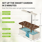 SUNCOZE Hydroponics Growing System Kit 12 Pods, 24W LED Grow Light Indoor Garden, 4L Water Tank with Quiet Pump, Adjustable Height Herb Garden Planter Indoor Kit, Gardening Gifts, Beige