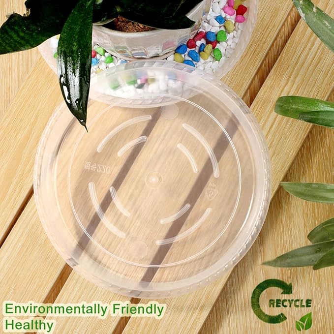SupKing 6 Pack Plant Saucers Drip Tray,6 8 10 12 14 15 Inch Heavy Sturdy Plastic Flower Pot Saucers for Indoor,Clear Plastic Planter Water Tray for Plant Pots Liners (8''-Clear)
