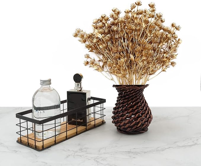 PASYOU Gold Fake Plants, Artificial Flowers Decoration for Christmas Golden Leaves Grass Plastic Faux DIY Crafts Indoor Outdoor Home Garden Party Room Bedroom Wedding Table Centerpiece Decor, 4 Pack