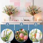 Easter Decorations 6 Pack Easter Stems 17 Inch Artificial Egg Picks with Carrots Colorful Eggs Eucalyptus Leaves for Living Room Centerpieces Home Vase Decor