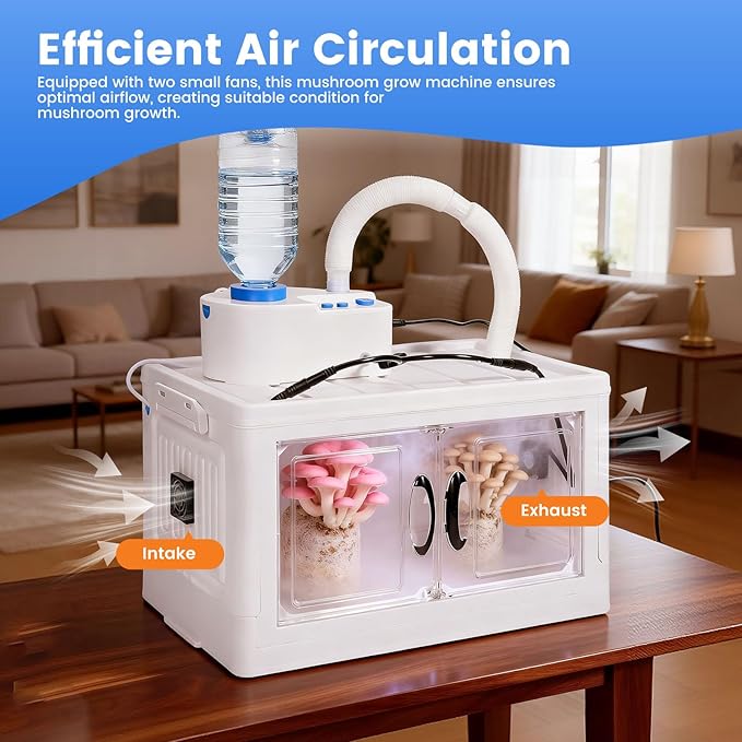Indoor Mushroom Growing Kit Mushroom Cultivation Equipment Includes Humidity Control, Air Circulation Fans and Mushroom Grow Box