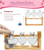 Nacome Plant Terrarium Propagation Stations: Mothers Day Gifts for Mom Plant Lovers Women Wife Daughter - 3 Bulb Glass Vase with Wooden Stand Tabletop for Hydroponics Home Garden Decor(Gray)