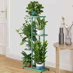 LINZINAR Metal 4 Tier 5 Potted Indoor Outdoor Plant Stand Shelf Planter Display for Patio Garden Corner Balcony Living Room