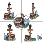 Animal Outdoor Statue Planter Solar Light Welcome Garden Sculpture Resin Flower Pot Decorative Porch Patio Yard Lawn Entryway Figurine with LED Lamp Rustic Plant Holder Ornament Courtyard (C)