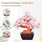 Feng Shui Natural Rose Pink Quartz Crystal Money Tree Bonsai Style Decoration for Wealth and Luck (Pink)