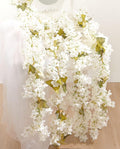 Flower Garland, Artificial Hydrangea Vine Flowers, Hanging Fake Hydrangeas Vine for Room Anniversary Wedding Birthday Christmas Wall Arch Decor, 2 Pcs, Floral Garland, White Flower
