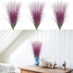 12 Bundles Artificial Grass Plants Outdoor Tall Faux Shrubs Greenery Stems Fake Onion Grasses Wheat UV Resistant for Outside Garden Indoor Office Home Decor（Pink）