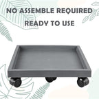 19.7 Inch Square Rolling Plant Caddy Saucer with Wheels, Heavy Duty Wheeled Planter Stand for Potted Plant, Coaster Roller Base Tray with Casters, Flower Pot Dolly Holder for Indoor Outdoor