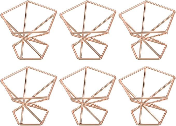 uxcell 6Pcs Air Plant Holder, Makeup Sponge Drying Holder Rack, Tabletop Air Fern Display Stand, Makeup Beauty Egg Dry Stand for Dressing Table Home Decoration, Rose Gold (56x56x42mm)