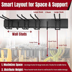99" Garage Tool Organizer Wall Mount, 28 Pack Heavy Duty Wall Mount Garage Storage Rack Carries1000 lbs, Metal Wall Mount Tool Hanger for Shovels, Rakes, Fits 16" Wall Studs (6 Panels)