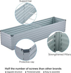 Meberam 2 Pack 12x4x1FT Galvanized Raised Garden Beds Kit Outdoor Metal Gardening Planter Box for Vegetable Elevated Flower Herbs,Gray