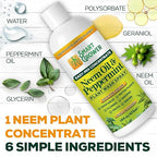 Neem Oil Spray for Plants with Peppermint Oil – for Indoor & Outdoor Plants, Gardens, & Houseplants– Best Value Refill 16 oz Concentrate Makes 2 Gallon RTU