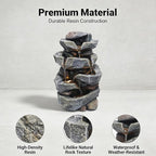 TOLATR 4-Tier Natural Rock Tabletop Waterfall Fountain - Indoor Outdoor Resin Water Fountain with LED Lights, 11.42" L x 8.27" W x 18.31" H for Garden, Patio, Home, Office, Porch Landscaping