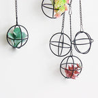 6 Set Air Plants Hanging Holders Black Metal Himmeli Decor Modern Geometric Airplants Planter Air Fern Plants Hanger for for Home for Plant Lovers