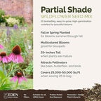 Eden Brothers Partial Shade Wildflower Mixed Seeds for Planting, 25 lb, 12,000,000+ Seeds with Sweet William, Foxglove | Attracts Pollinators, Plant in Spring or Fall, Zones 3, 4, 5, 6, 7, 8, 9, 10