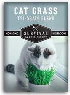 Cat Grass Seeds for Planting – Grow Pet Greens Indoors or Outdoors – Heirloom Non-GMO Tri Grain Blend – Survival Garden Seeds (1 Pack, Seed Only)