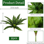 8Pcs Fake Ferns,35in Outdoor Faux Plants UV Resistant,3D Real Touch Fake Plants Total 120 Blades,Weatherproof Artificial Plants Outdoor Indoor for Garden Porch Home Office Living Room Decor