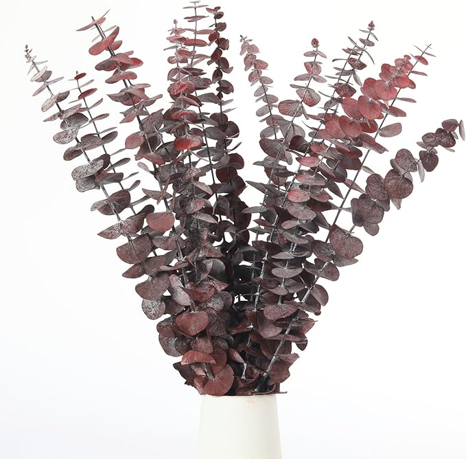 Tavkite 16 Pcs Dried Eucalyptus Stems, 17'' Natural Fresh Eucalyptus Leaves Branches Hanging for Shower, Preserved Real Red Plant Live Greenery for Home SPA Wall Bathroom Wedding Party Vase Decor