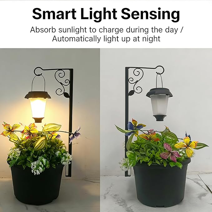 Solar Outdoor Floor Lamps with Planter, 2 in 1 Waterproof LED Solar Lamps Post Light, Matte Black Outdoor Flower Pots, Outdoors Lamps for Patio, Backyard, Pathway, Garden, Lawn (Black)