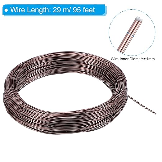 PATIKIL 1mm Bonsai Training Wire, 1 Roll Floral Wire Stems Anodized Aluminum Tree Wire 95 Feet Total for Gardening Branch Fixing, Brown