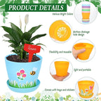 30 Pack Garden Paper Pot Craft Kit, Durable Resin Garden Pot with Tray Drainage Holes Adhesive Stickers Certificate of Award with Tag, Flower Plant Spring Craft for Classroom Home DIY Flower Planting