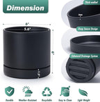 Phoenix Vine 6 Inch Planter Pot with Drainage Hole & Saucer, Deep Water Catch Tray, Straight Cylindrical Round Pot for Plants, Matte Black, Pack of 3, 23-C-S-3