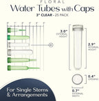 Royal Imports Floral Water Tubes with Caps – 3" Clear Plastic Flower Vials for Single Stem Roses, Buds, Bouquets – Standard Style, 1/2" Opening – 25 Pack