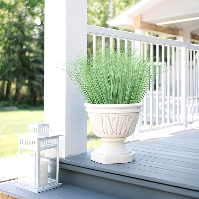 ATTGREAT 20PCS Fake Grass Filler Decor Artificial Grass Plants Outdoor Faux Plants Artificial Tall Shrubs Wheat Grass Greenery Stems for Outdoor Indoor Vase Planters Home Decor, Light Green