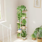 Bamworld Tall Plant Stand Indoor 6 Tier Plant Shelf for Multiple Plants, Tiered Flower Pot Stands for Patio Garden Balcony Living Room Bedroom, White