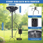 Bird Bath with Fountain Set, 42 Inch Height Outdoor Freestanding Pedestal Birdbath Bowl with Metal Ground Stake, Wiring Protection Box and Tape, Weather-Resistant Decorative for Garden Yard