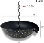 U-nitt 12" Spill Bowl Downspout Catch Basin for Rain Chain Anchoring & Stake | Rainwater Collection for Roof |Gutter Catch Basin | Good for Water Fountain & Birdbath | Golden| Handles Heavy Rain